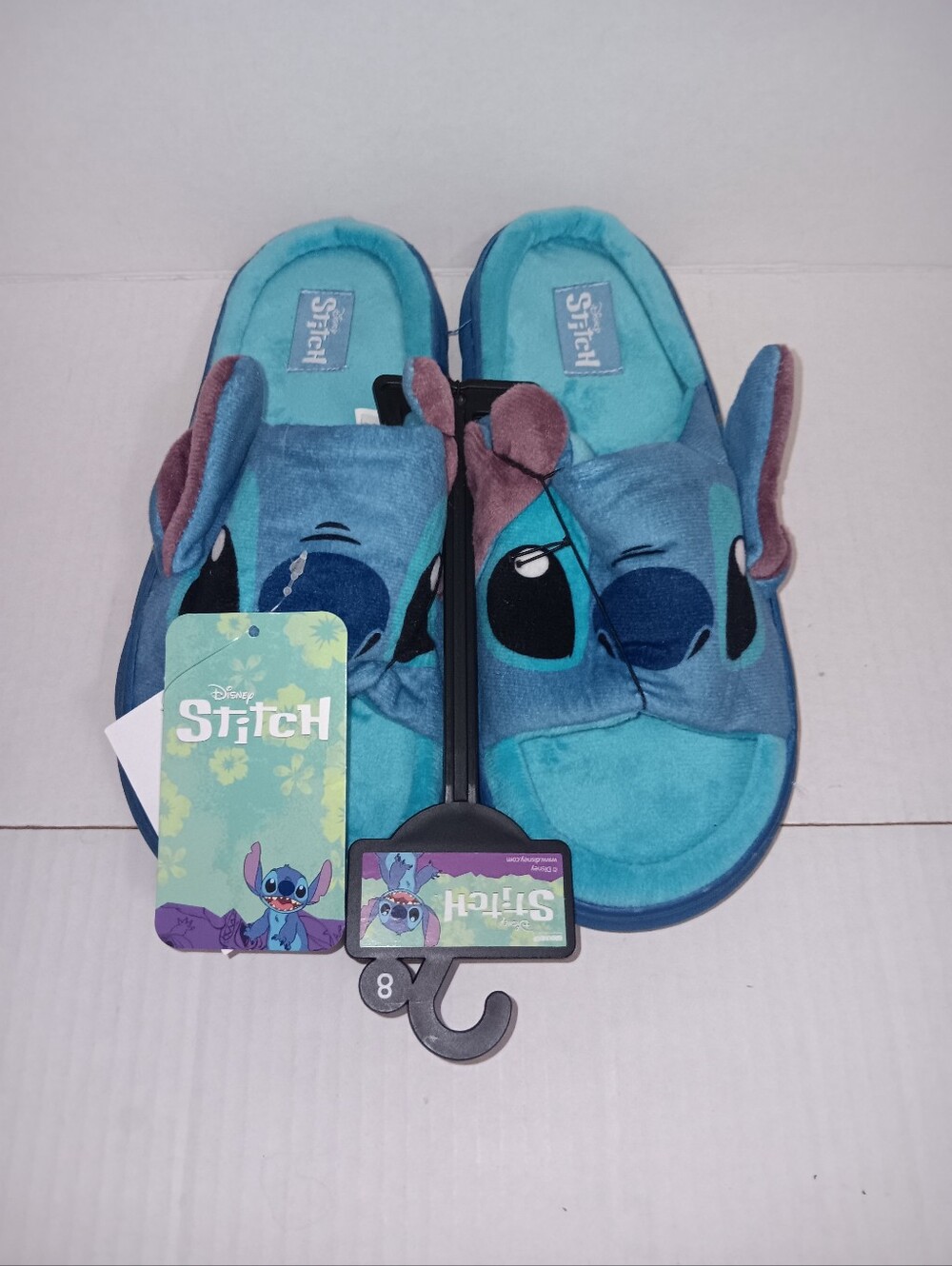 Disney Stitch Kids Teal and Blue Plush Slippers